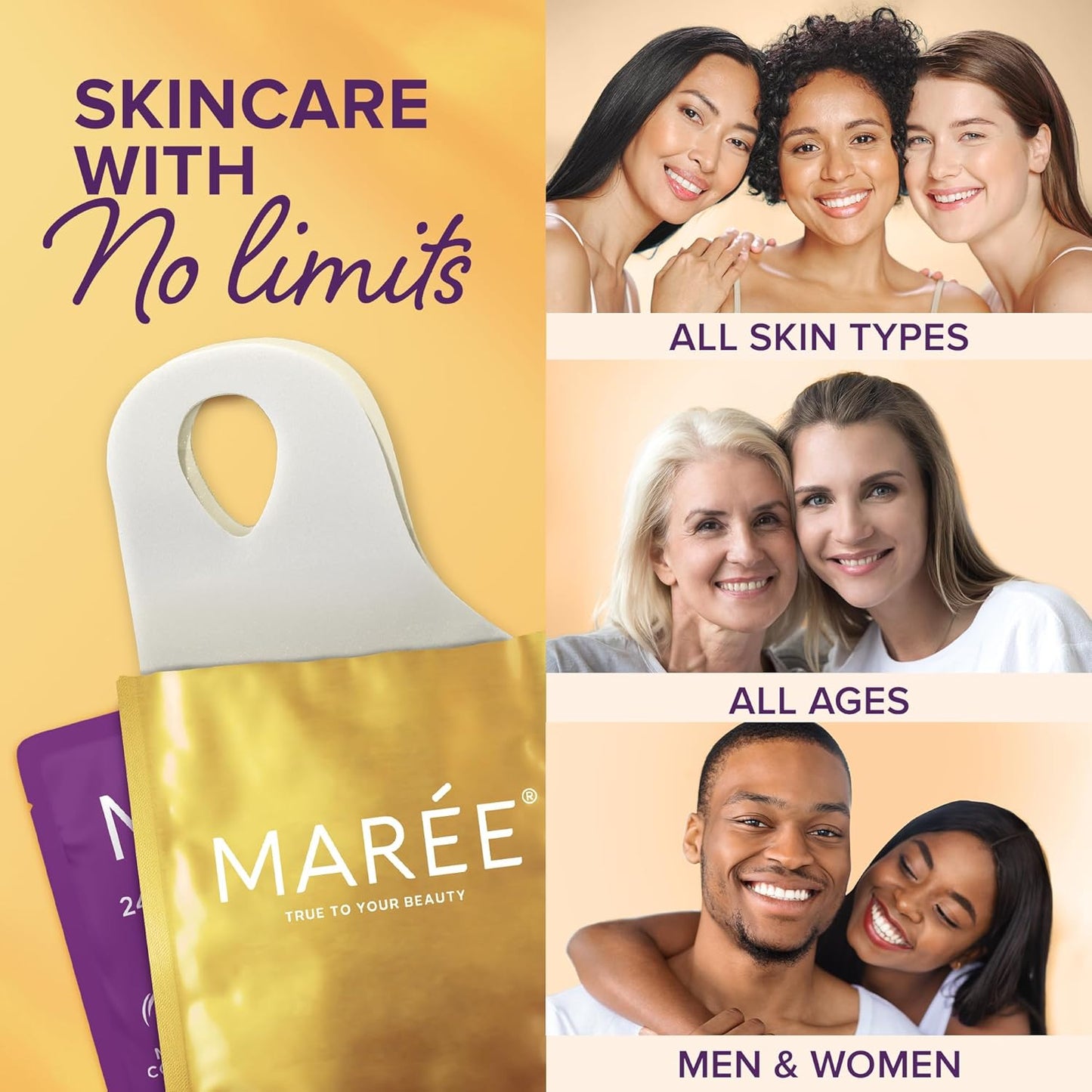 MAREE V Line Lifting Mask with 24K Gold – Deep Collagen Face Mask for Women – Jawline Shaper Mask with Retinol & Hyaluronic Acid – Neck Tightening & Firming - Double Chin Strap for Face Lift