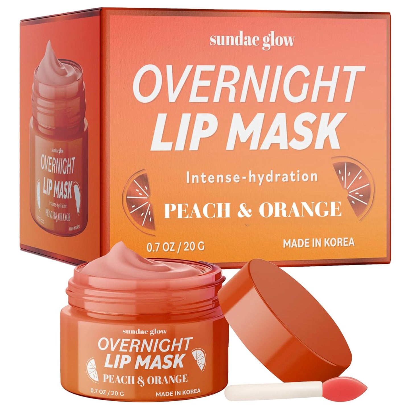 Lip Mask with Peach & Orange – Hydration, Lip Repair for Dry Cracked Lips & Smoothing – Dermatologist Tested, Korean Lip Care – 95% Natural, Clean Beauty, Cruelty-Free – 1 Pack