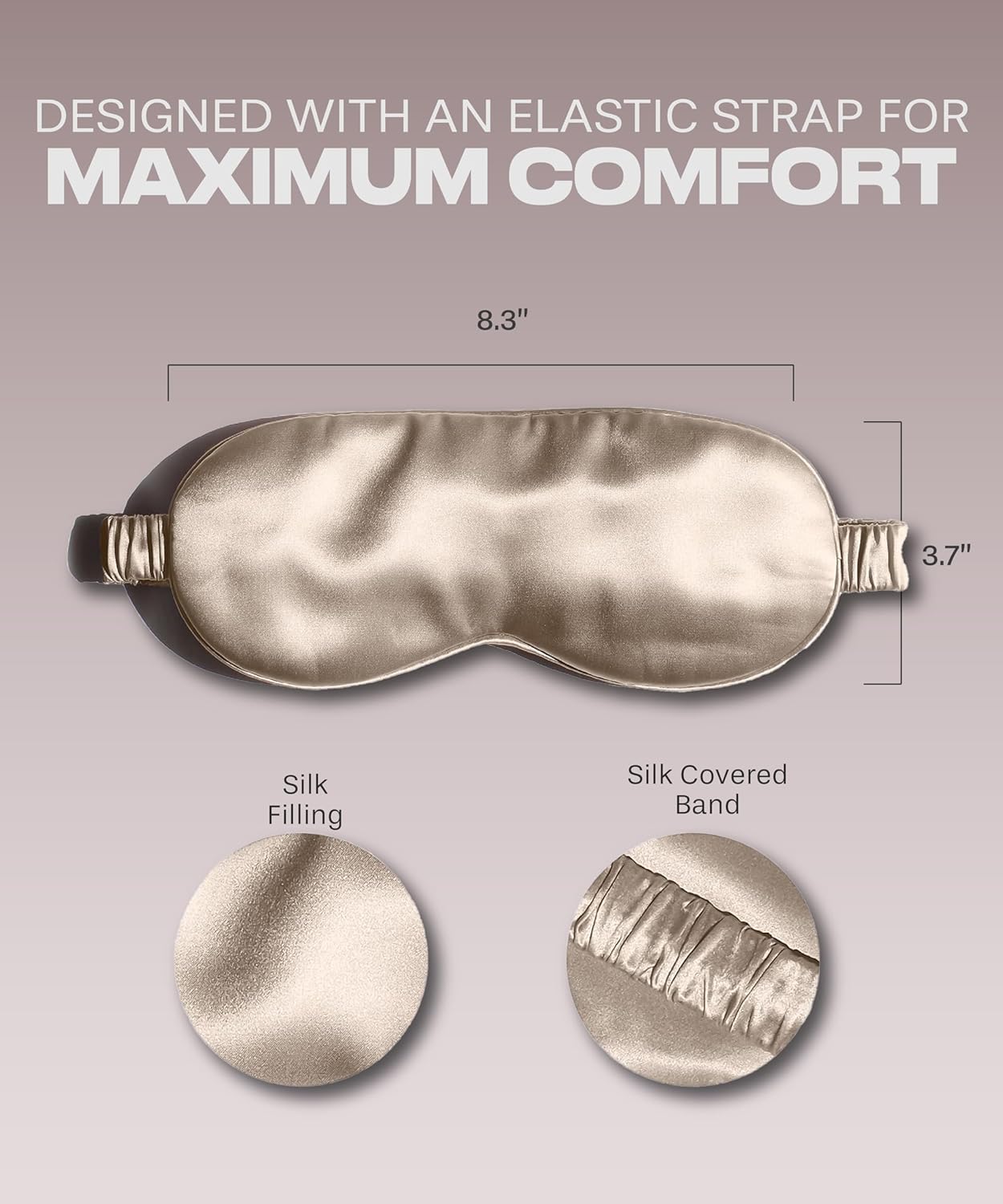 SUNDAYSILKS™ Exclusive Mulberry Silk Sleep Mask | Soft Eye Covers, Blackout Sleeping Mask for Women & Men | Silk Eye Mask for Sleep, Travel, and Relaxation | Antifaz para Dormir [Nude Champagne]