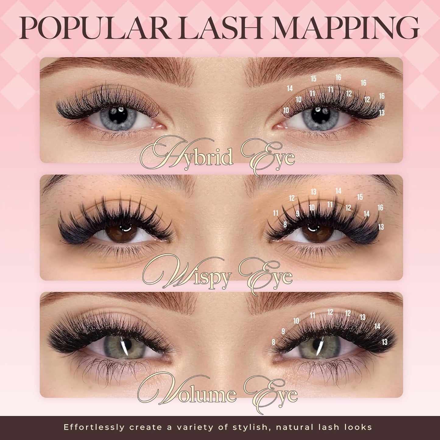 LASHVIEW Classic Lash Extensions 0.03-0.20 J/B/L/C/CC/D Curl 8-16mm Mixed & Single Length Tray, Soft Matte Dark Professional Eyelashes Extension(0.10 C 8-16mm)