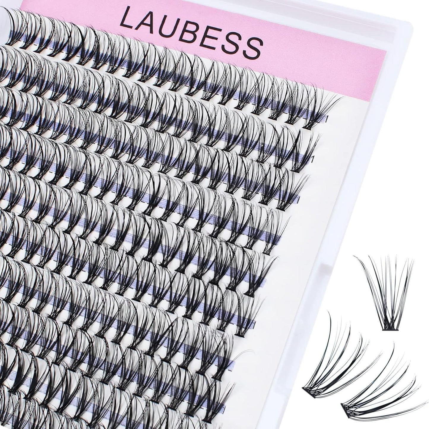 Lash Clusters LAUBESS Individual Lashes Waterproof Eyelash Clusters Mixed Tray Cluster Eyelash Extensions Soft Cluster Lashes for Beginners(20D-0.07D-14)