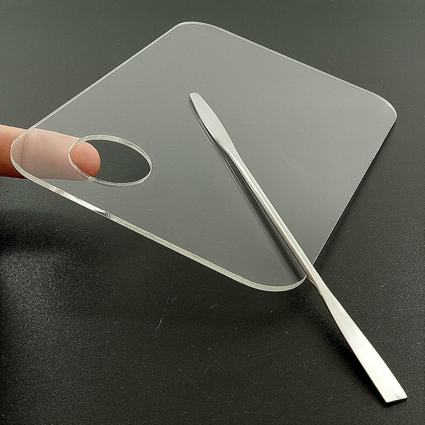 2 Pcs Acrylic Makeup Palette Makeup Mixing Tray with Makeup Spatula for Beauty Salon Color Cream Liquid Foundation Mixing Palette (Rectangular)