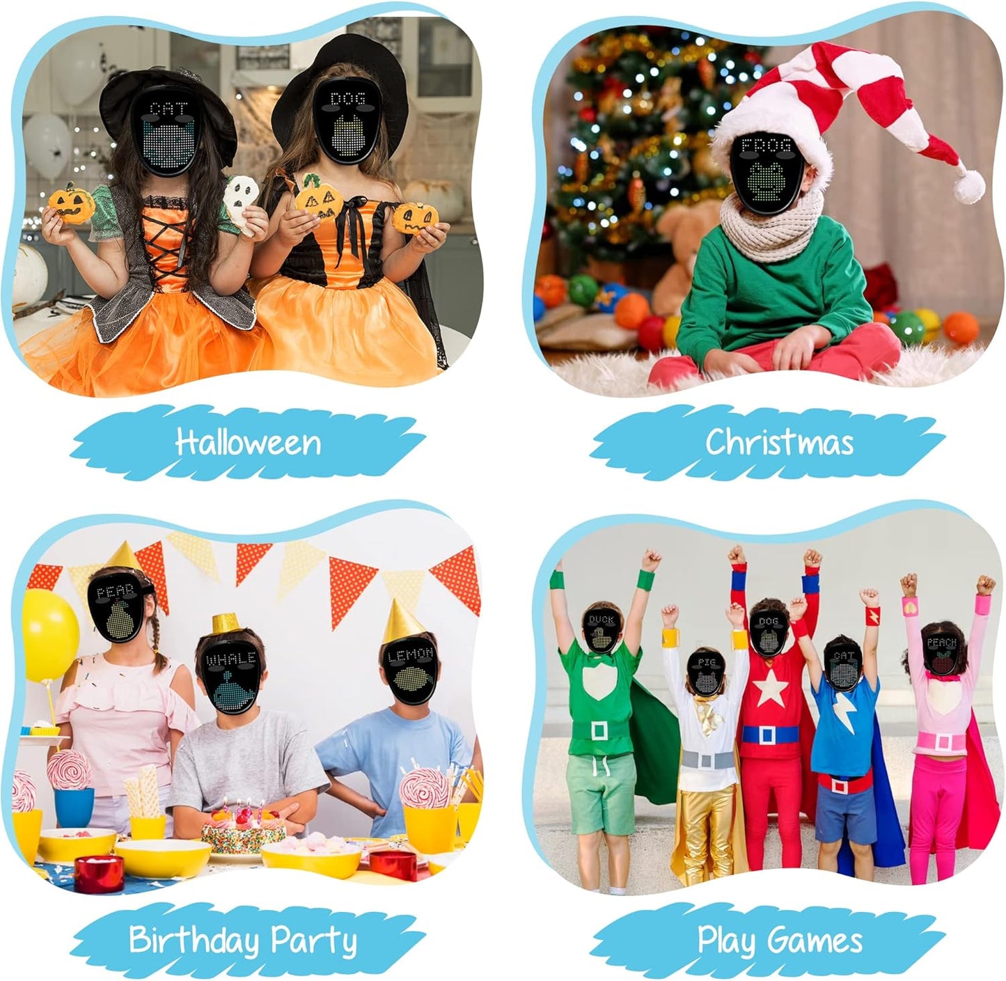 Depointer Life Led Mask with Gesture Sensing,Unisex LED Lighted Face Transforming Mask for Costume Cosplay Party Masquerade