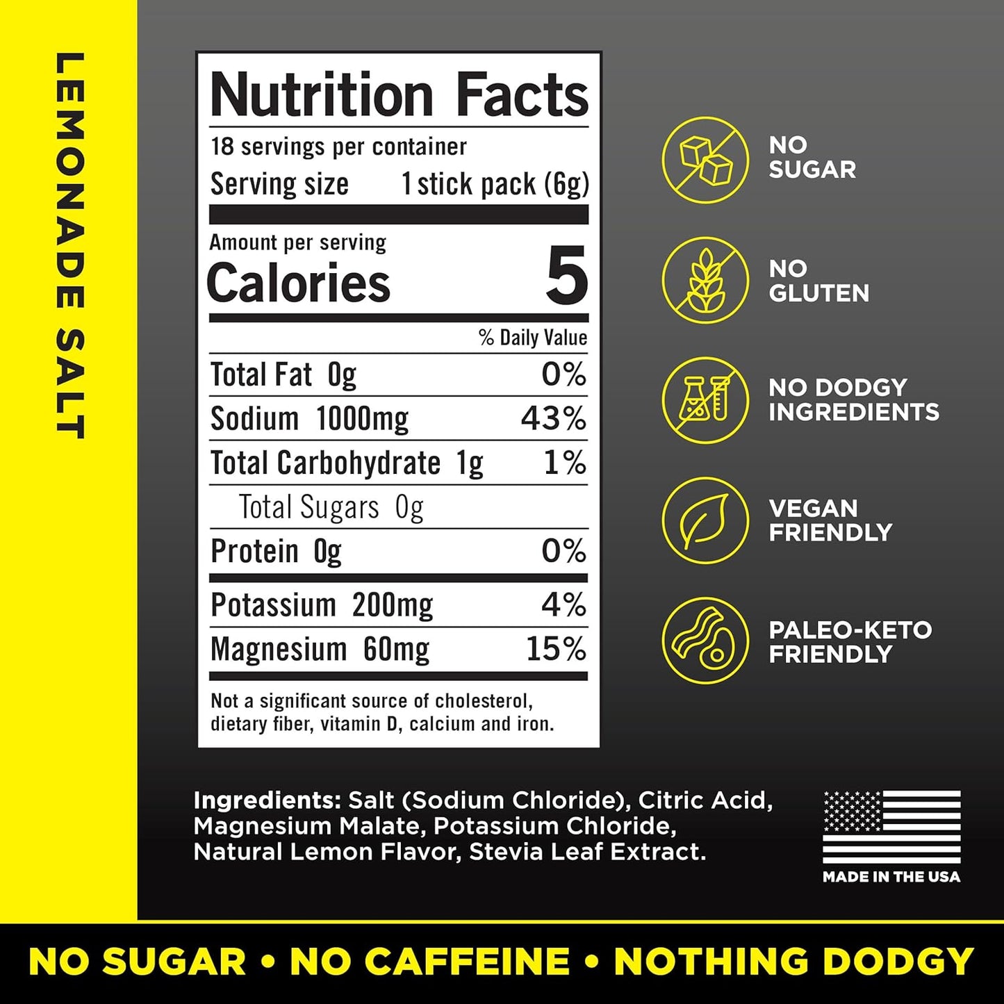 LMNT Zero Sugar Electrolytes - Lemonade | Drink Mix | 18-Count