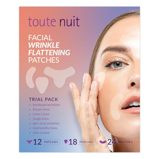 Toute Nuit Wrinkle Patches – Trial Pack – Face Tape for Forehead, Eyes & Mouth – Hypoallergenic Anti Wrinkle Patches – 54 Count, Made in USA