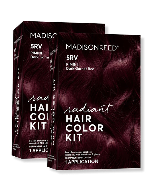 Madison Reed Radiant Hair Color Kit | 5RV Dark Garnet Red with Vibrant Red Violet Tones (Rimini Garnet) Vivid Color-Enhancing Salon-Quality Permanent Hair Dye | PPD-Free & Ammonia-Free |2 Pack