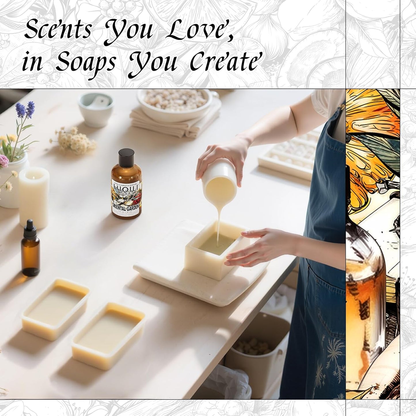 HIQILI Oriental Garden Fragrance Oil for Candle & Soap Making, Inspired by H.er-mes Le-Jrn deMonsr-Li, Luxury Hotel Scents for Essential Oil Diffuser, Aromatherapy - 1 Fl Oz