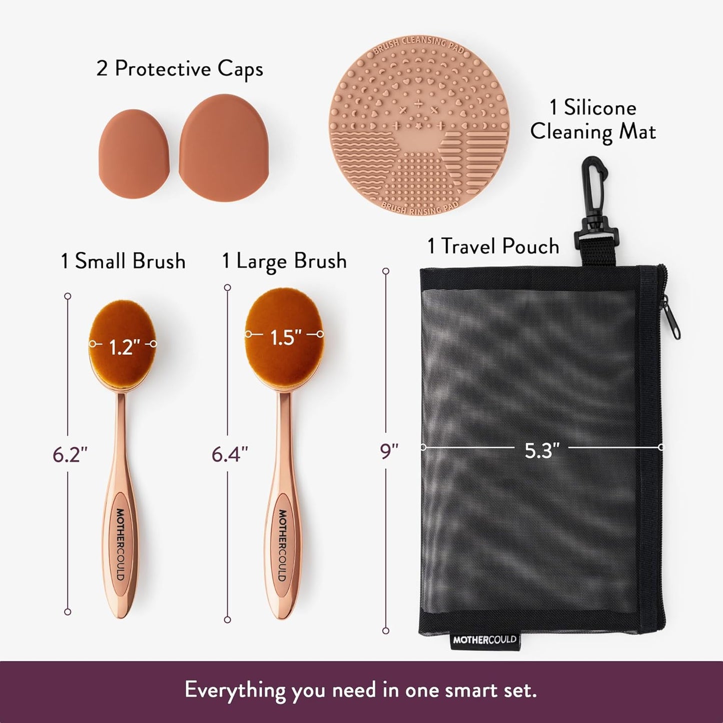 Premium Sunscreen Brush Set – Kids & Baby Sunblock Applicator with Metal Handles, Travel Bag, 2 Brushes, 2 Caps, & Cleaning Mat – Rose Gold – Mess-Free Sun Care (2 Pack) (Rose Gold)