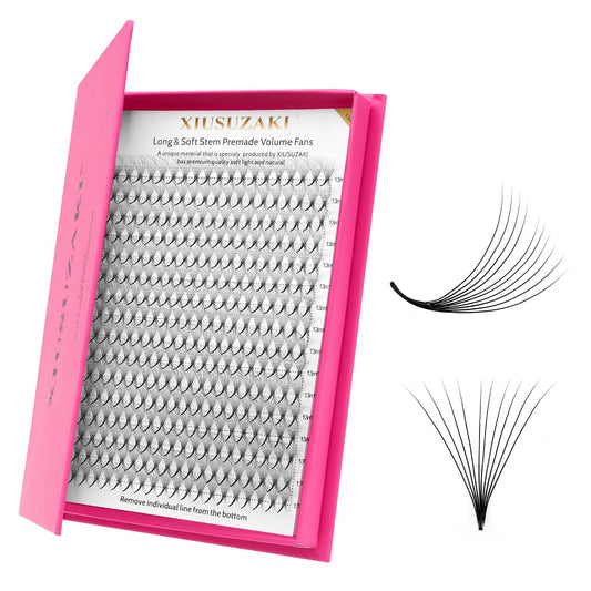 Premade Fans Eyelash Extensions 10D Volume Lash Extensions 0.07 Thickness Eyelash Extension D Curl Premade Lash Fans 9mm Fluffy Soft Handmade Lash Fan(10D-0.07-D,9mm)