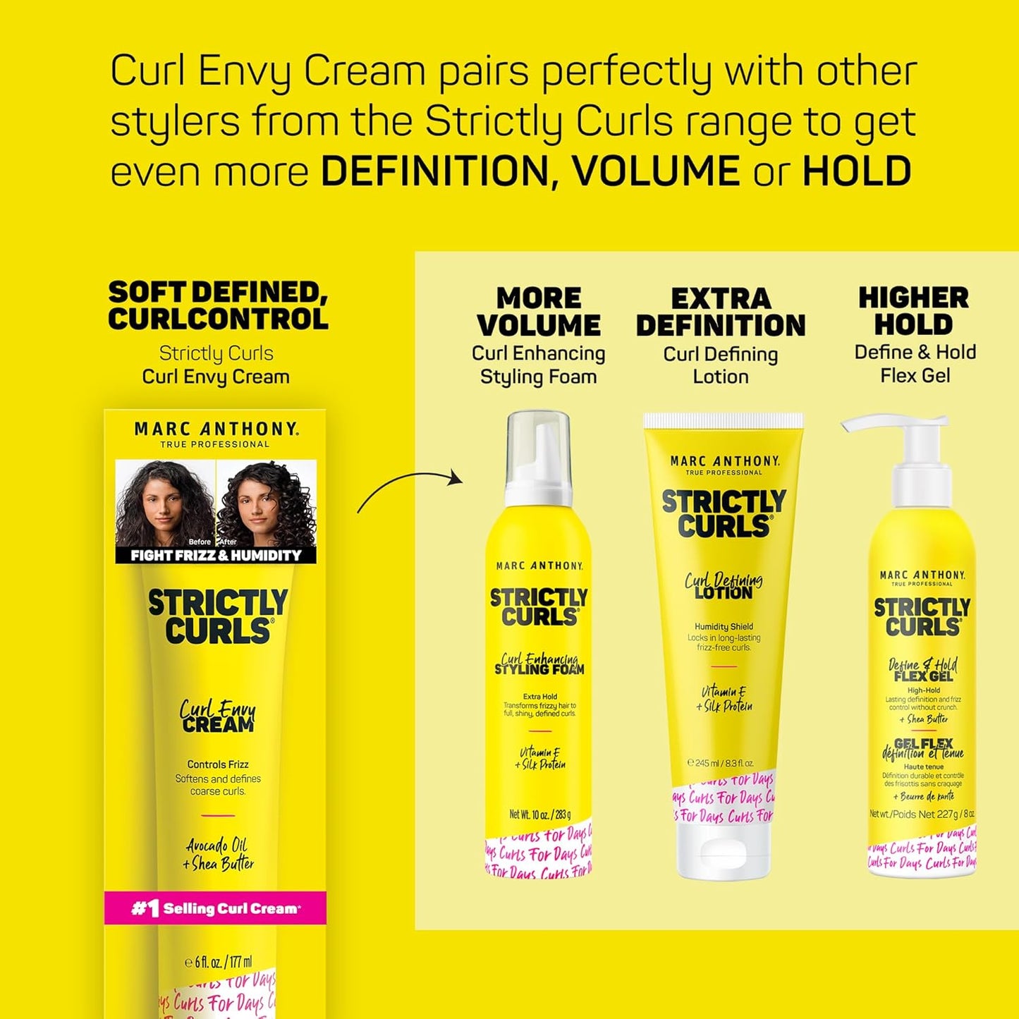 Marc Anthony Curl Cream with Shea Butter & Oils Defines & Softens Curly & Wavy Hair, Set of 2