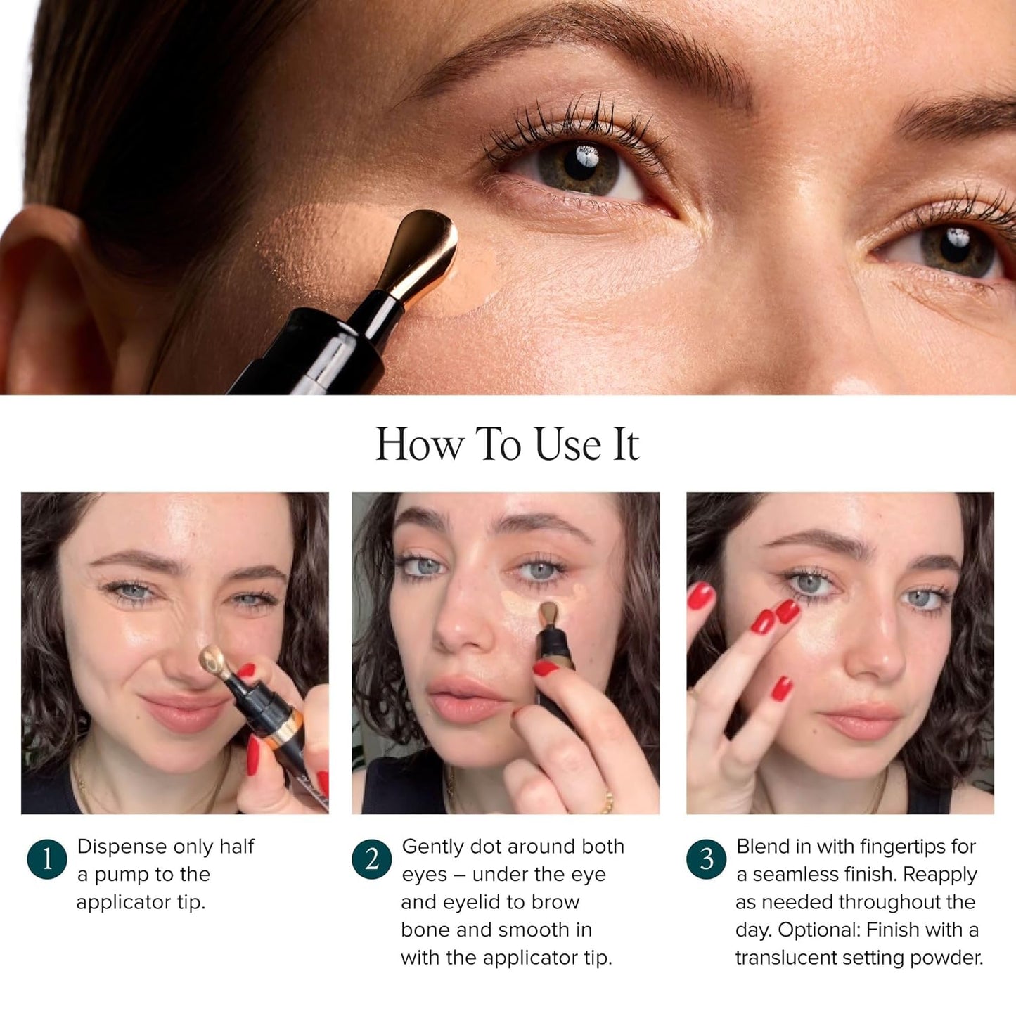 DRMTLGY Luminous Tinted Under Eye Cream Color Corrector SPF 41 for Dark Circles, Anti-Aging, Hydrating Eye Serum with Peach Undertone, Fair