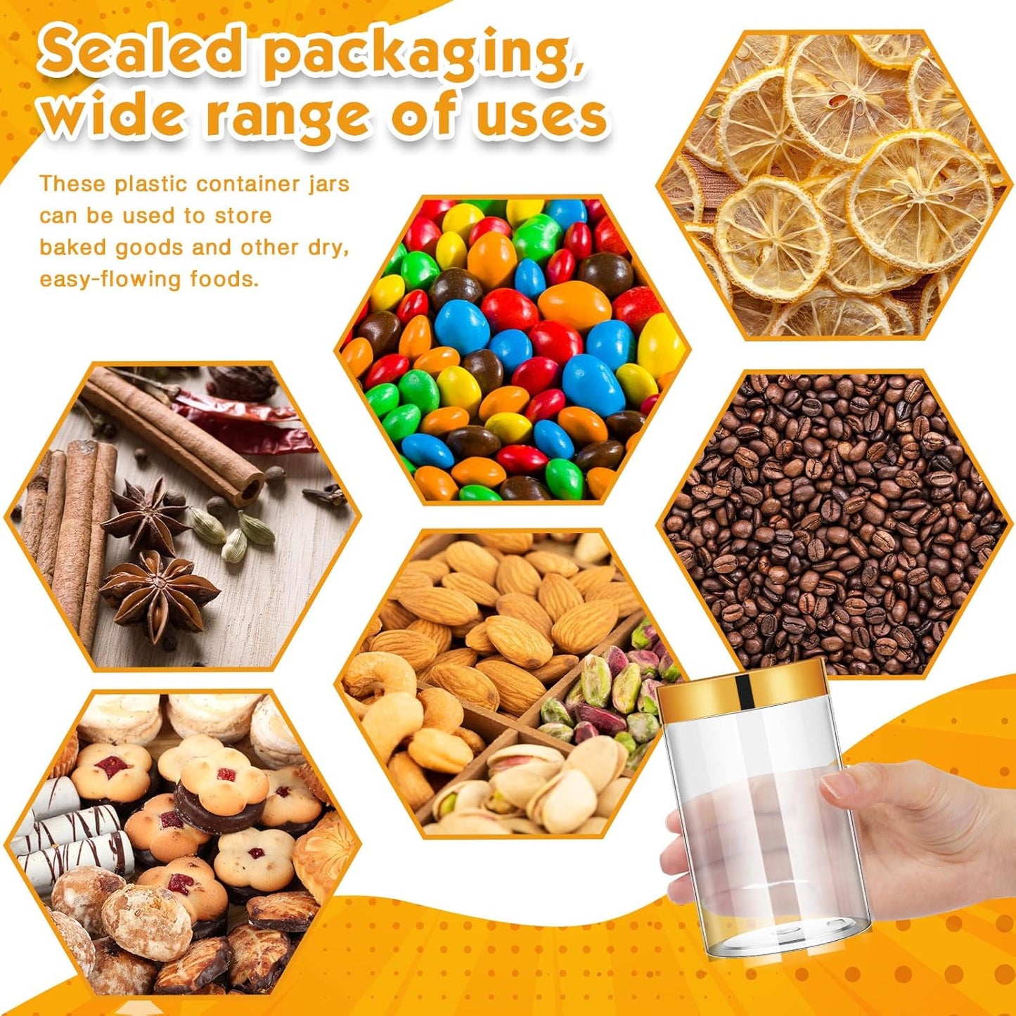 Patelai 4 Pieces Round Wide-mouth Leak Proof Plastic Container Jars with Lids for Travel Storage Makeup Beauty Products Face Creams Oils Salves Ointments DIY Making(10 Ounce,Gold)