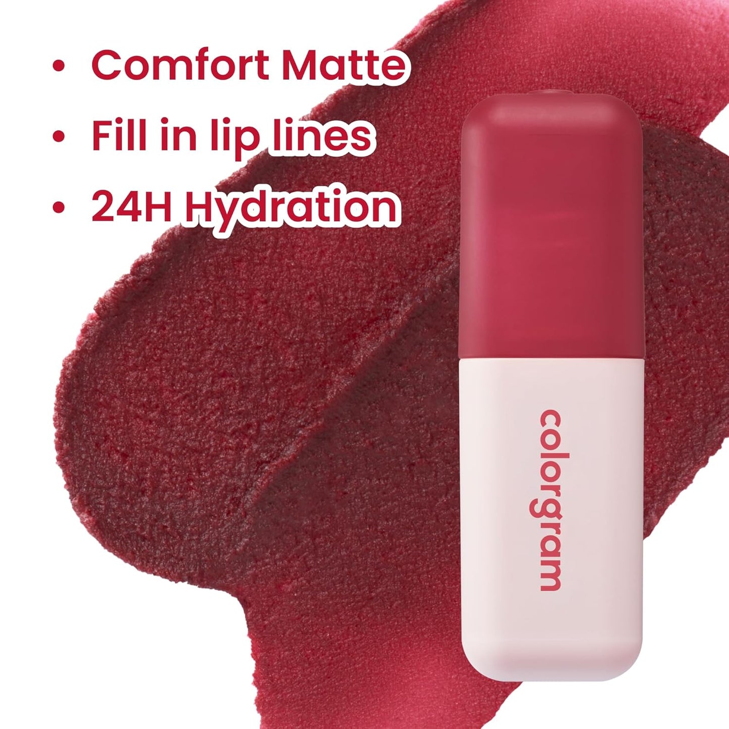 COLORGRAM NUDE BLUR TINT 05 VINTAGE RED | Soft Velvet Matte Lip Stain & Cheek Tint | Lightweight Blurring Tint for a Smooth & Airbrushed Finish | 24H Hydration, Long-Lasting & Non-Sticky Formula