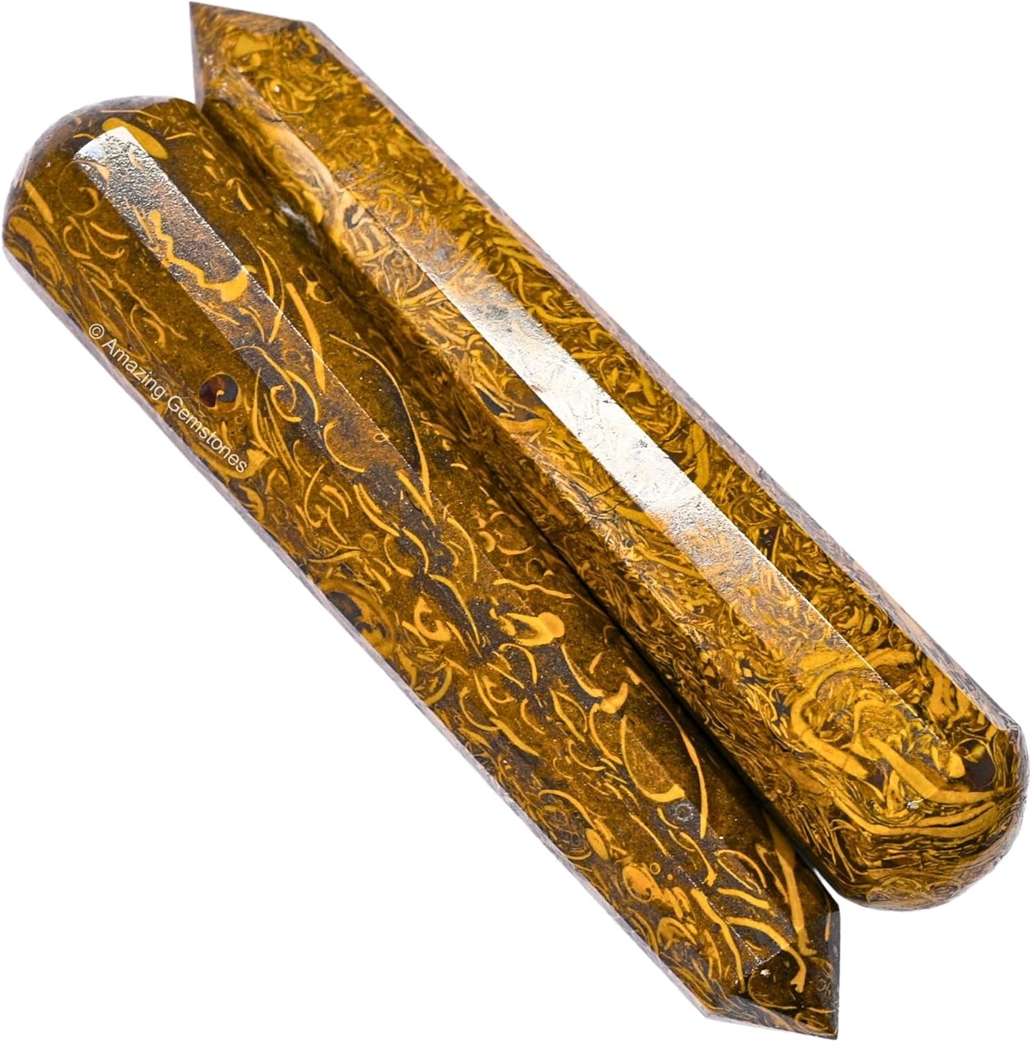 Amazing Gemstone Mariyam Jasper Crystal Wand Massage Stick - Pelvic Wand Gua Sha for Adults - Crystals and Healing Stones Massage Wands for Adults Gifts (Pointed)