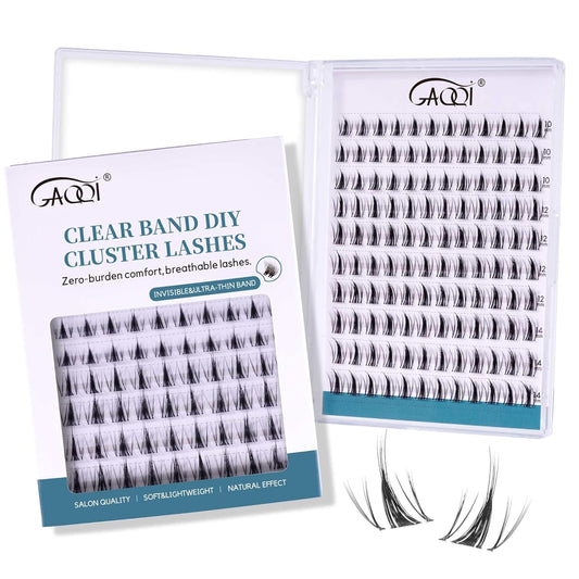 GAQQI Lash Clusters Manga Eyelash Clusters 10-14mm Wet Look Spiky Cluster Lashes 120PCS, Cluster Eyelash Extensions C Curl, Invisible Band Ultra-thin & Soft Clear Band False Lashes (HEROINE)