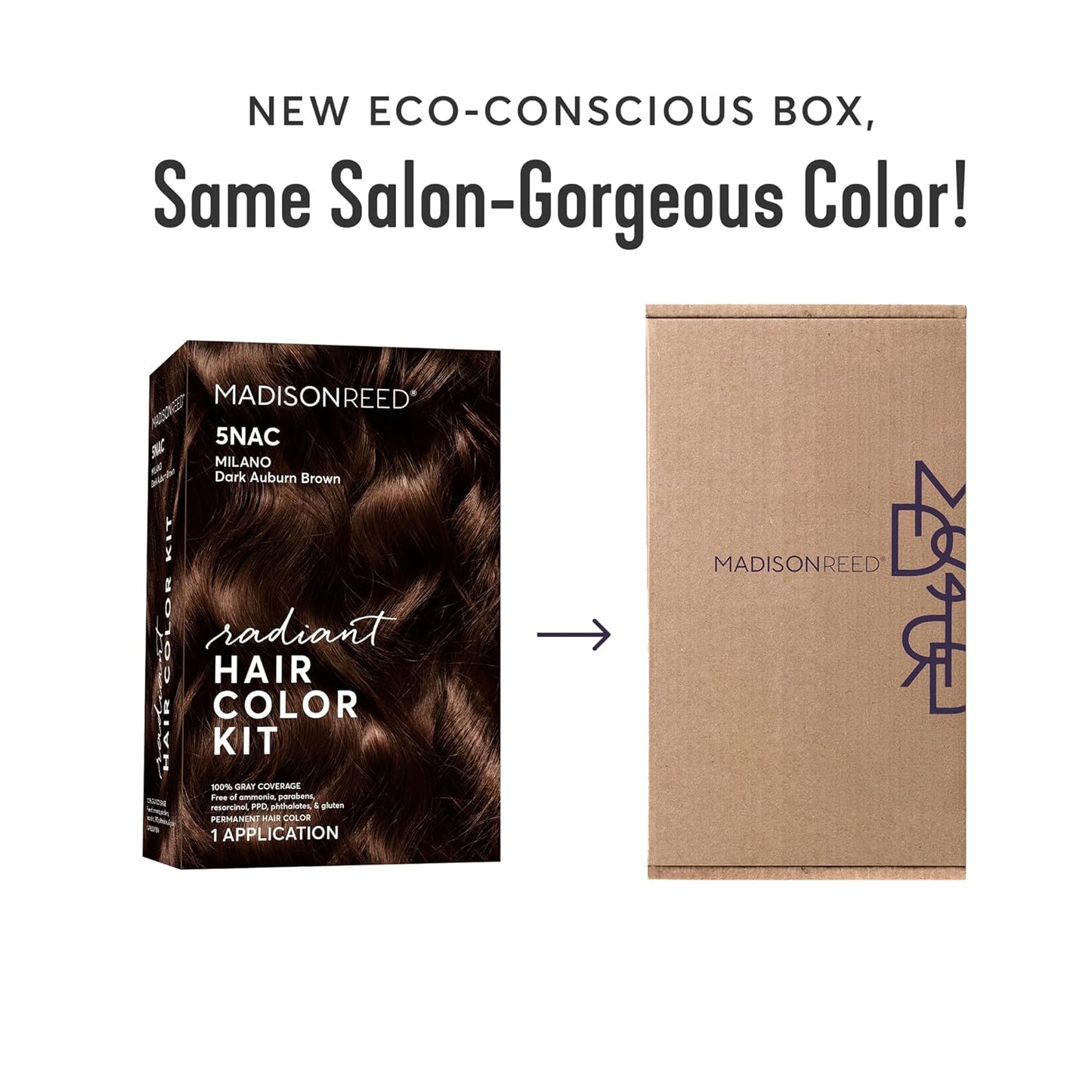 Madison Reed Radiant Hair Color Kit | 5NAC Dark Chocolate Brown with Copper-Auburn Undertones (Milano Brown) 100% Gray Hair Coverage | Dimensional Permanent Hair Dye | PPD & Ammonia-Free | 2 Pack