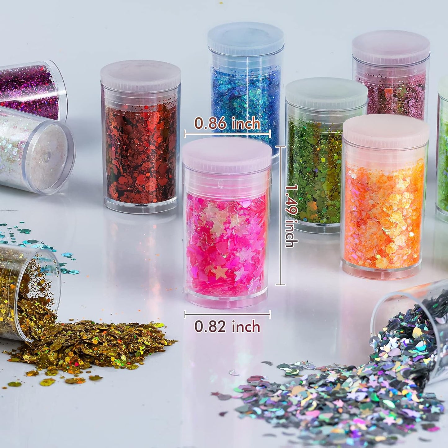 Multicolored Chunky & Fine Glitter Mix, 36 Colors Chunky Sequins & Powder Mix - Iridescent Cosmetic Glitter Flakes for Nail Art, Face, Body, Eyes & Crafts