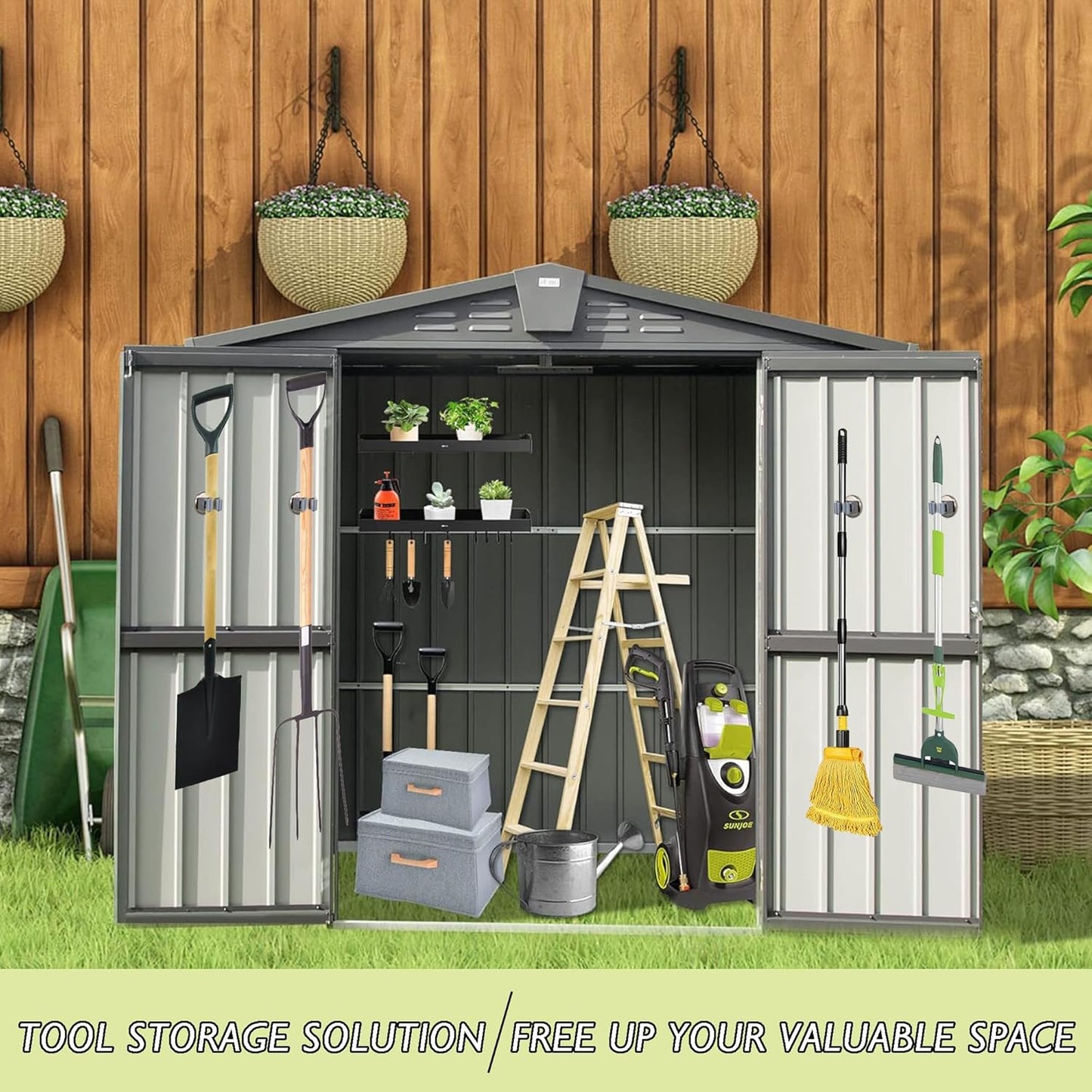 ULIBERMAGNET Magnetic Mop Broom Holder,Heavy Duty Movable Magnetic Tools Holder,Anti-slip Magnetic Mounted Utility Storage Mop Shovel Hanger for Garage, Kitchen, Laundry, Garden(4 Pack/Silver)