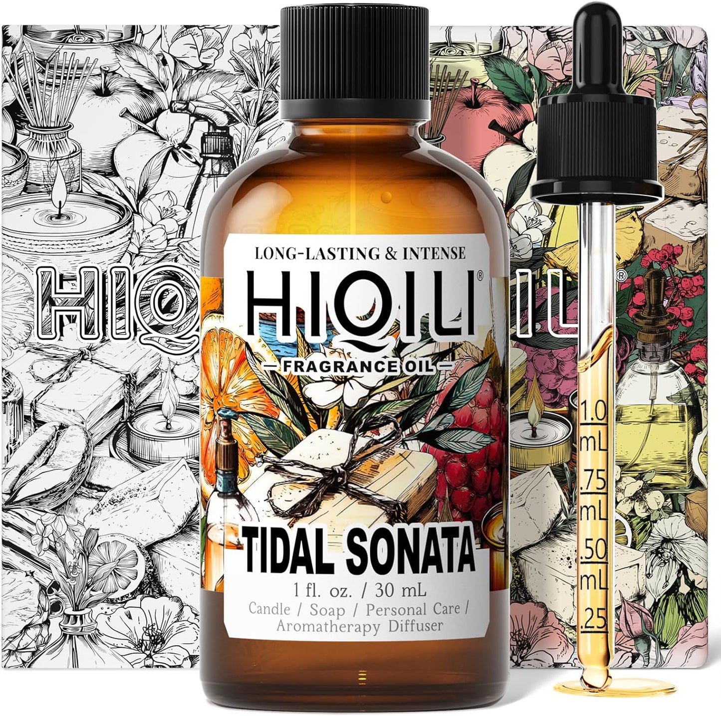 HIQILI Tidal Sonata Fragrance Oil for Diffuser, Ocean & Lemon Scents, Candle & Soap Making, Personal Care Scenting, Aquatic Notes, Long-Lasting Scents - 1 Fl Oz