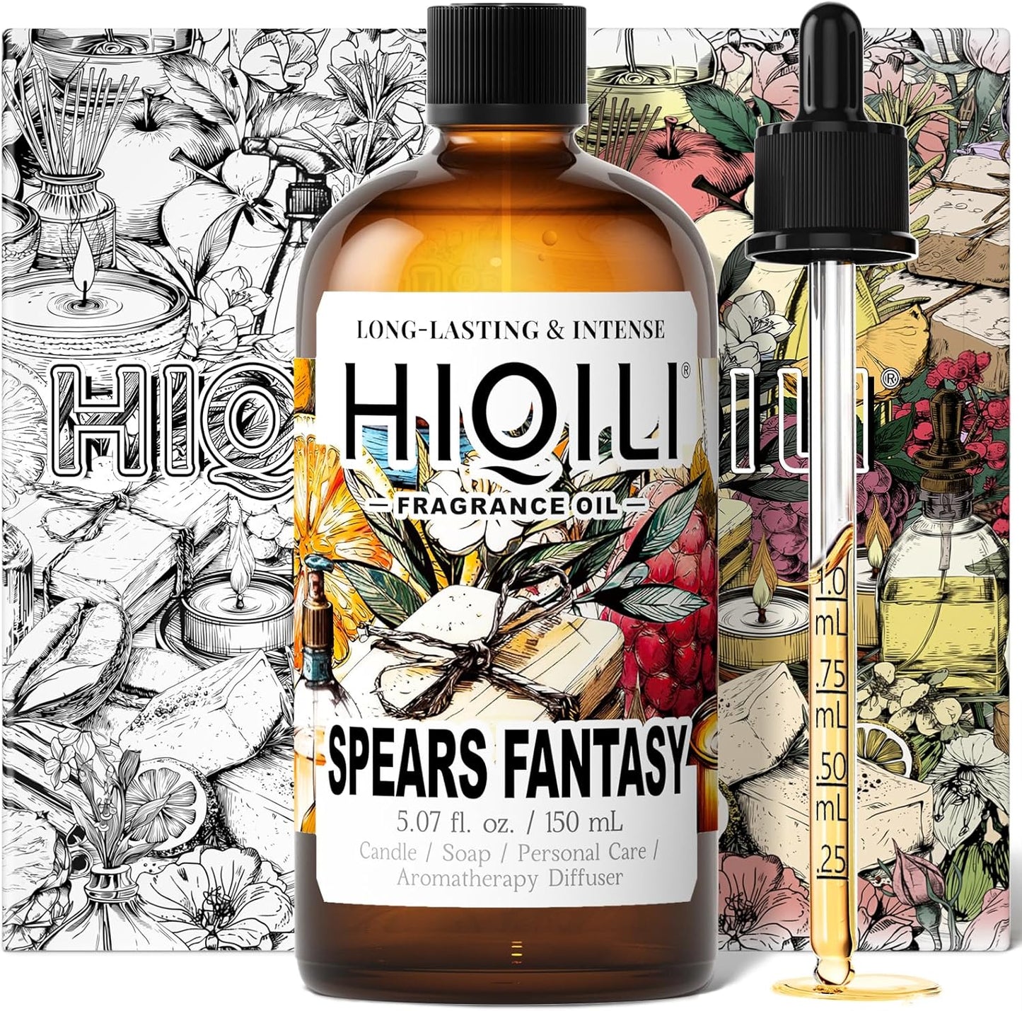 HIQILI Spears Fantasy Fragrance Oil for Home Diffuser, White Chocolate‌ & Cupcake‌ Scents, DIY Soap, Candle, Perfume Making, Long Lasting - 5.07 Fl Oz