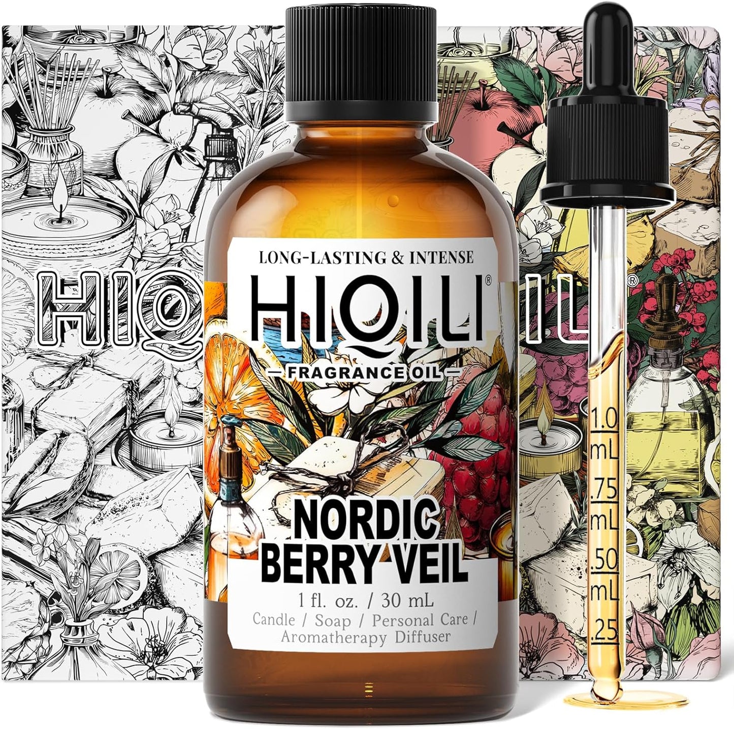 HIQILI Nordic Berry Veil Fragrance Oil for Home Diffuser, Candle & Soap Making Supplies, Luxury Hotel Scent, Essential Oil - 1 Fl Oz