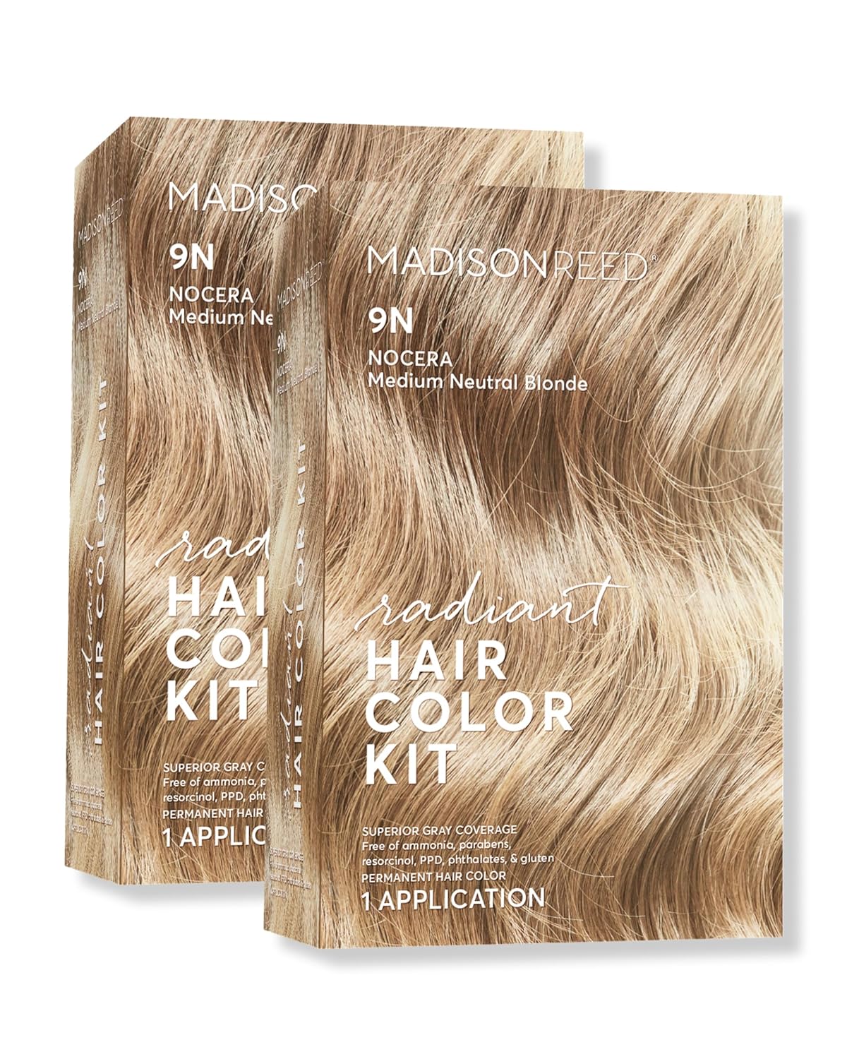 Madison Reed Radiant Hair Color Kit | 9N Medium Neutral Blonde (Nocera Blonde) for 100% Gray Hair Coverage | Dimensional Salon-Quality Permanent Hair Dye | PPD-Free & Ammonia-Free | 2 Pack