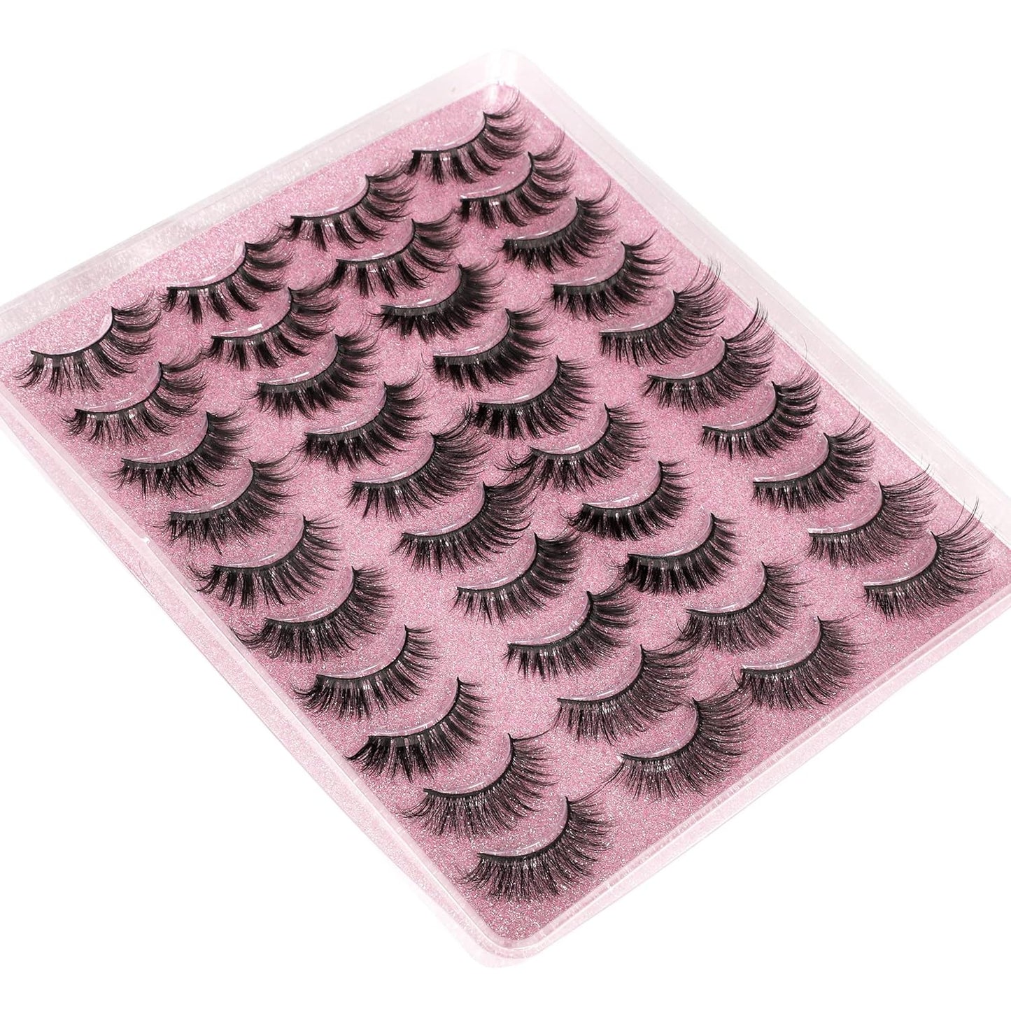 20 Pairs False Eyelashes 3D Faux Mink Lashes Natural Look Wispy Fake Eyelashes ALPHONSE 16-20MM Fluffier Volume Long Thick Lashes Pack 5 Styles Mixed