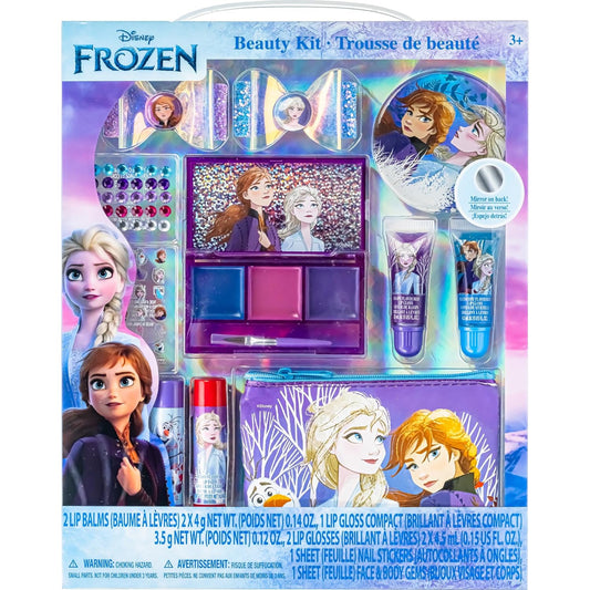 Disney Frozen - Townley Girl Super Sparkly Cosmetic Beauty Makeup Set For Girls with Clips, Lip Gloss, Nail Stickers, Lip Balm, Nail Gems and Mirror For Parties, Sleepovers & Makeovers