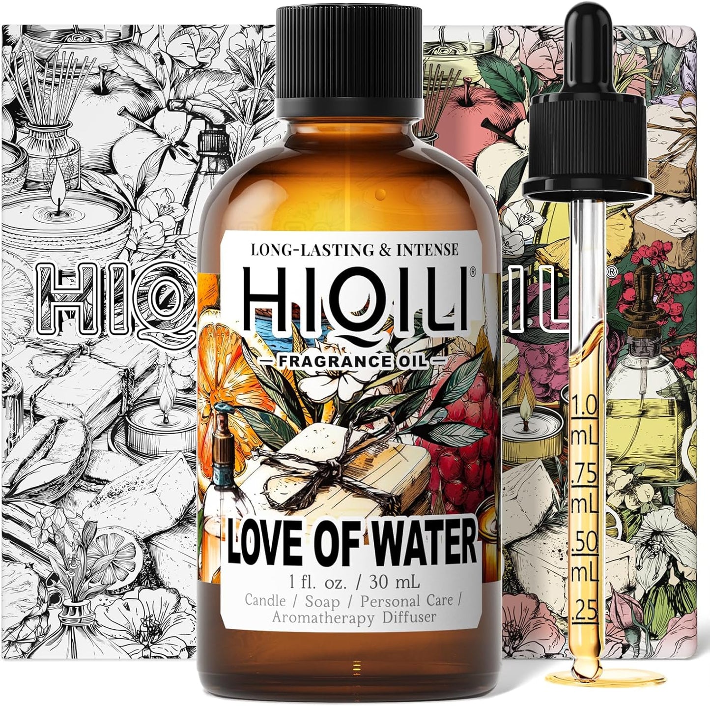 HIQILI Love of Water Fragrance Oil for Aromatherapy Diffuser, Inspired by Kenz. o's L'Eau, Great for Making Scented Candles, Bath Soaps, More DIY Projects - 1 Fl Oz