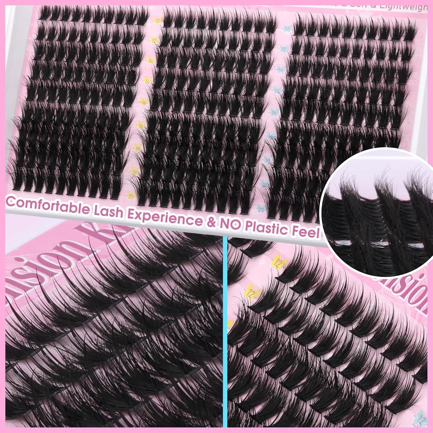 Winifred Lash Clusters Kit Fairy Eyelash Clusters with Spikes Wispy Lash Extension Kit Natural Cluster Eyelash Extensions C Curly Anime Individual Lashes Kit Lash Bond and Seal Tweezers (12-20mm)